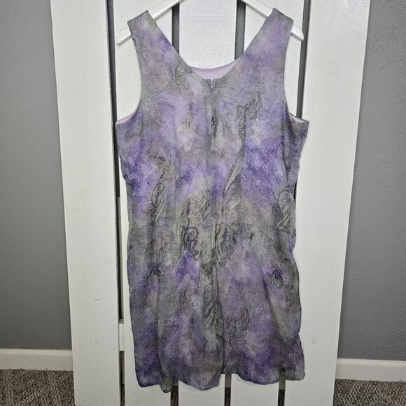K Woman Crinkle Sleeveless Purple Knee Length Dress 14P L Fairy Romantic Whimsy - Picture 2 of 9